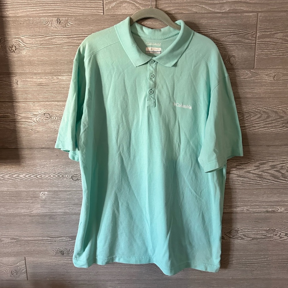 Columbia Men's Aqua Blue Omni Wick Polo Shirt Short Sleeve Size XL